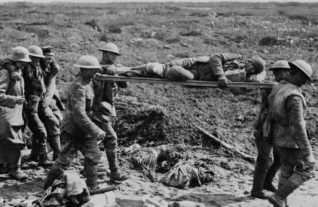 Stretchers on the fields during WWI